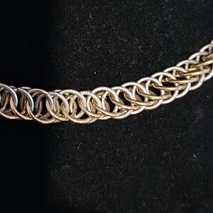 Elegant Gold And Silver Link Chain Necklace